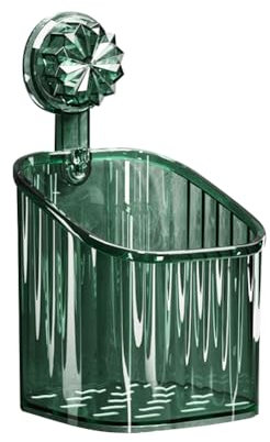 ILUFAM Suction Cup Shower Caddy - Removable Bathroom Wall Shelf Organizer Basket No-Drilling Plastic (Green Small)