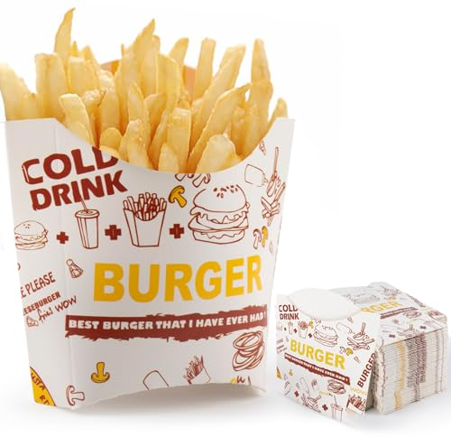 Tycoonest 50 Pcs Disposable French Fry Box Holder, Paper Food Box, French Fries Cup, Paper Snack Containers, Snack Holder Cups, Party Food Tray