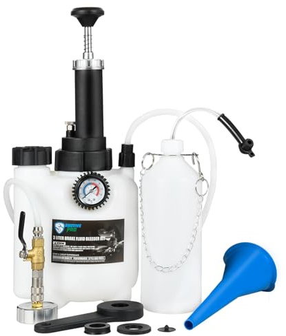SMOTIVEPRO 3L bromsventilator med en mans drift, 1 l bromsvätskebehållare och aluminium E20-adapter, lämplig för de flesta europeiska bilmodeller