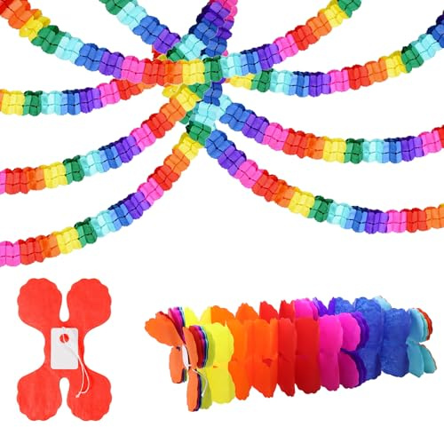 WestCH 7 Stück Bunt Girlande Papier Deko,Girlande Silvester,Girlanden Geburtstag,Hängenden Deko Garlanden, Girlanden Party Dekoration für Karneval Fasching Geburtstagsgirlande Party Hochzeit