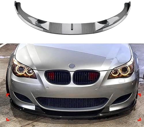 YJTYC Auto Frontspoiler Lippe für BMW 5 Series E60 E61 M5 2005-2010, Antikollisions FrontstoßStange Protector Splitter Diffusor Stoßfängerlippe Spoilerlippe,Carbon Look