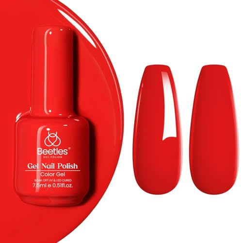 Beetles UV Gel Nagellack - 15 ml Echtes Rot Gel Nail Polish Neujahr rot Gellack Nagelgel für Anfänger Nagelgel Nagelkunst DIY Christmas Nail Art Geschenk