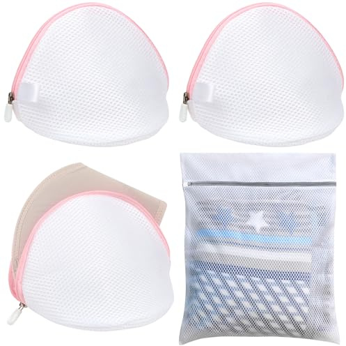 Raxfekro 4 Stück BH-Wäschenetz für Waschmaschine bh netz für waschmaschine mit Reißverschluss für BH, Bluse, Unterwäsche, Socken, Dessous Babykleidung