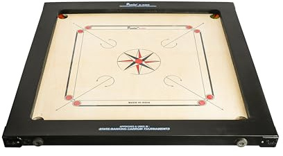 Precise Champion Profi Carrom - Ama-12 mm - 16 kg. Turnier Brett - Indien - Komplett (Brett + Cover + Tisch)