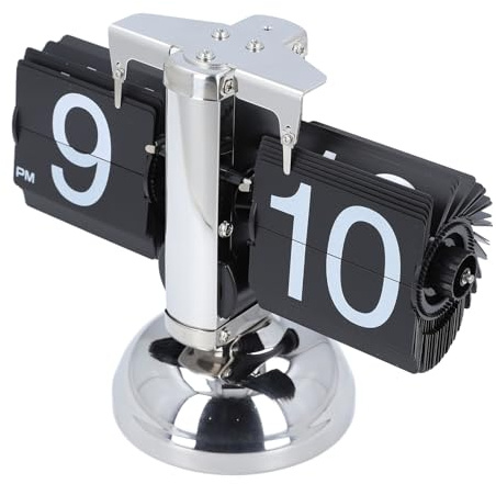 Topiky Retro Digital Flip Down Clock, Battery Powered Internal Gear Operated Clock, Mechanical Digital Flip Desk Clock Internal Gear Operated Flip Down Clock, Flip Desk Clock (Black)