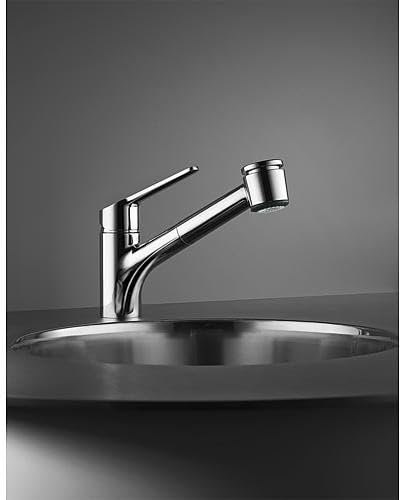 KWC Isla Chrome Sink Mixer Tap, Low Pressure, Pull-Out Dish Shower