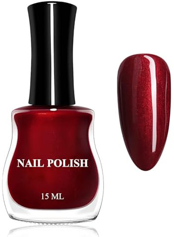 Pearl Nagellack Rot - 15 Ml Schnelltrocknender Nagellack Perlmutt Schimmer - Atmungsaktive Hochpigmentiert Red Nagelack - Regulärer Nail Polish Ohne UV Lampe Für Frauen Mädchen (Pearl Red)