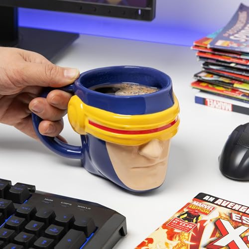 Paladone X-Men Cylcops Heat Change Combat Visir mugg, officiellt licensierad Marvel 550 ml keramisk kaffekopp, överdimensionerad för te, varm choklad och mer, superhjälte-gåvor