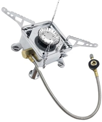 ibasenice Réchaud à Gaz Portable Facile à Transporter en Cuivre et Acier Inoxydable, Brûleur de Poêle Extérieur pour Camping en Plein Air Cuisine Familiale