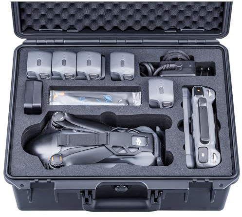 Lykus Titan M400 vattentätt hårt fodral för DJI Mavic 4 Pro, DJI RC Pro 2/RC2, passar upp till 6 batterier och tillbehör i Fly More Combo/Creator Combo [ENDAST CASE ], hårt fodral, Svart, 24,278 cubic