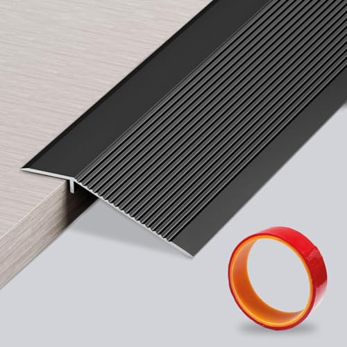 Yunlaishaocer Striscia Di Transizione Per Pavimenti Alluminio,Soglia di Dislivello Metallo Soglia della Porta, Alluminio Profilo di Transizione Pavimento per Dislivello di 8-40mm(0.9mx10cm, Nero)