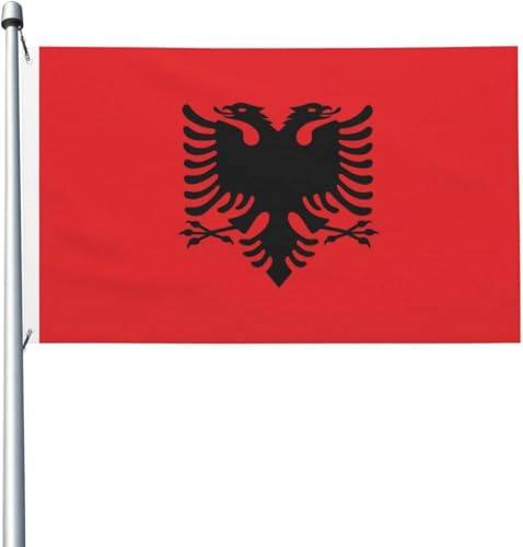 Bandiera Albania Bandiera Della Brezza 2 Occhielli Metallici Rinforzata Striscione All'Aperto, Per Giardino, Eventi, Balcone, 90x150cm