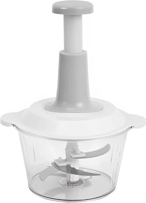 Wintem - Tritatutto Manuale a Pressione con 4 Lame Intercambiabili in Acciaio Inox, Contenitore Integrato e Design Compatto, Ideale come Tritatutto Piccolo e Multifunzione per Verdure e Ortaggi