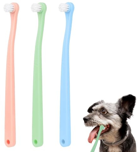 OUDQFCJ 3 Cepillos de Dientes para Gatos y Perros Nylon Suave Cuidado Dental para Mascotas con Encías Sensibles