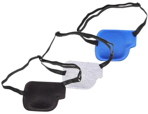 GLEAVI Lot de 3 Cache-Œils 3D Ajustables pour Œil Droit Protection Oculaire Quotidienne en Polyester Solide Cache-Œil Compact et Résistant à L'Usure pour Amblyopie et Strabisme pour