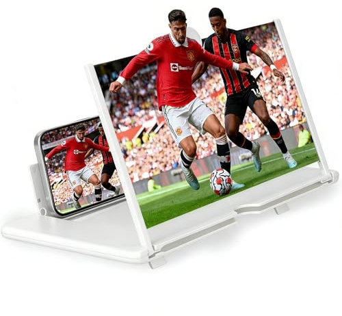 Mobile Phone Magnifier Screen,2026 New 3D HD Magnifier Projector Screen Enlarger for Movies,Videos,Gaming and Travel,Foldable Phone Stand with Screen Amplifier,Supports All Smartphones (White, 12inch)