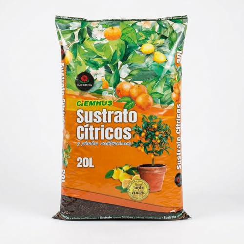 Ciemhus Sustrato para Cítricos Profesional 20 L – Mezcla Premium de Turba Negra, Fibra de Coco y Compost Vegetal – Fertilizado con NPK 14‑16‑18 – Ideal para Limoneros, Naranjos y Plantas Mediterráneas