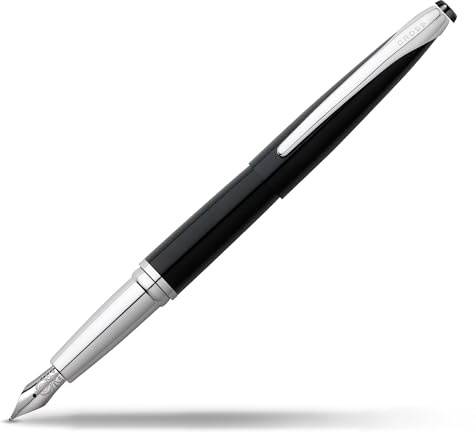 Cross ATX Füllfederhalter (M-Feder, inkl. 2 schwarze Tintenpatronen & Premium Geschenkbox) basalt-schwarz