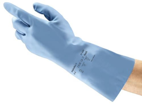 VersaTouch Ansell AlphaTec 37-520 Nitril-Handschuhe, Chemikalienschutz-Handschuh, Chemikalien- und Flüssigkeitsschutz, Arbeitshandschuhe Wiederverwendbar, Blau, Größe XS (12 Paar)