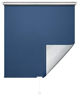 JalousieCrew Verdunklungs-Springrollo Classic Thermorollo - Variante Blau Alu - Breiten 062 bis 182 cm - Höhe 130 oder 230 cm - Hitzeschutz (072 x 130 cm)