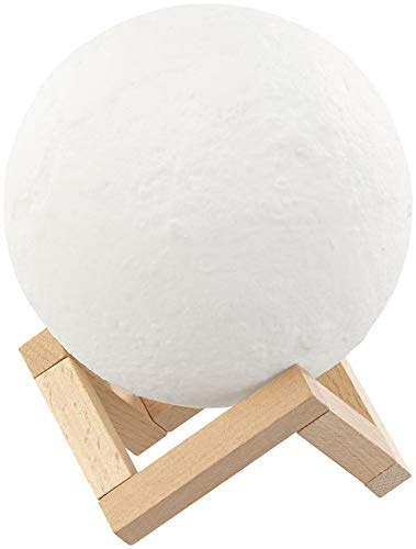 Lunartec Mondlampe: Deko-Mond-Leuchte mit LED, Touchbedienung, Akku, 3 Farben, Ø 15 cm (LED Mond Lampe, Mondlampe, Baby)