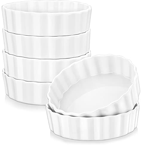 LOVECASA Porcelain Baking Dish, 6pcs Round Baking Pie, 210ml /7oz Pizza Pan Ceramic Glaze Baking Dish for Cooking Kitchen Cake Dinner Banquet and Daily Use 190ml Can Be Used for Lasagna Cakes