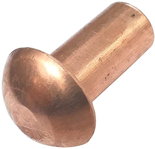 AERZETIX - C48036 - Satz von 10 Nieten aus kupfer - kupfernieten Ø5x10mm mit halbrundkopf - halbrundnieten - halbrundkopfniete - vollniet - DIN 660 - montage von teilen aus metall