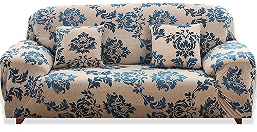 Teynewer Sofa Cover 3 Seater Stretch Universal Sofa Slipcover 1 Piece Spandex Loveseat Couch Cover Washable Elastic Fabric Furniture Protector with 1 Cushion Covers (3 Seater, #Provence)