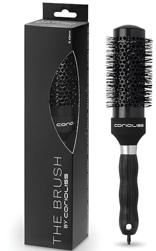 Corioliss Brush Black | Hårborste för kvinnor | Termokromisk keramisk borste | Perfekt för mycket långt och tjockt hår | 43 mm