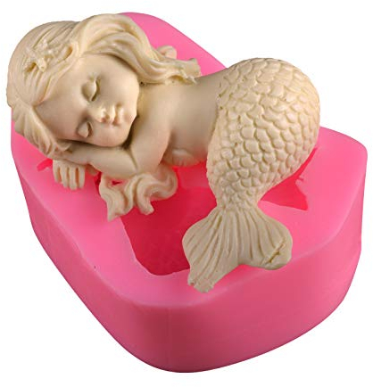 3D-Silikonform in Meerjungfrauenform, für Kerzen, Seife, Kuchendekoration, Fondant, Schokolade, Süßigkeiten, Backform für Babyparty, Geburtstag, Hochzeit, Party, Handarbeit, DIY, Zuckerguss, Geschenk