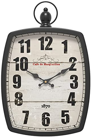 Menterry Large Retro Rectangle Wall Clock, Black Antique Vintage Style, Battery Operated Silent Decor Wall Clocks for Living Room,Farmhouse,Kitchen,Office (15.5 H x 10.2 W)