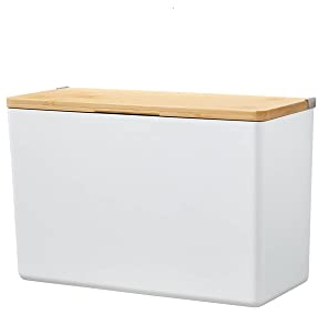 tesa® Baboo XL Badorganizer mit Bambus-Deckel, matt-weiß - Bad-Aufbewahrungsbox zur Wandmontage ohne Bohren, inkl Powerstrips Waterproof Strips XL - 242 mm x 160 mm x 102 mm