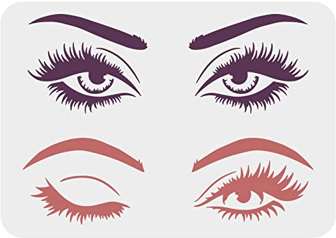 FINGERINSPIRE Augen Schablonen Zum Malen 29.7x21cm Schöne Augenschablonen, Zwei Paar Augen Und Augenbrauen, Wiederverwendbare Frauen Augenmuster Schablone DIY Art Decor Für Holzschilder, Segeltuch