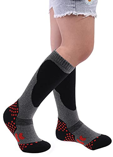 1 Paar Skisocken Kinder Unisex Baumwolle Skistrümpfe Kinder Thermosocken Kinder für Jungen Mädchen,Dicke Verstärkte Kniestrümpfe Winter Sportsocken für Kinder Active Kniehoch Bunt Warm zum Skifahren