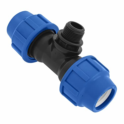 Raccordi a T a Compressione MDPE 32mm x 3/4 x 32 mm con due uscite femmina e uno maschio – Raccordo per tubo dell’aqua a forma di T PP PN16 - Connettori per Tubi PE80, PE100 – 1 pezzo – SmartProduct
