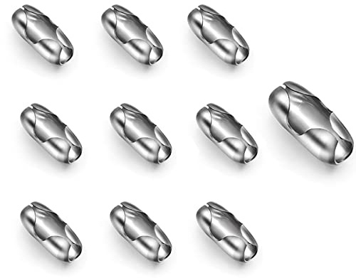 LICQIC Roller Blind Cord Connector Clips, 10 Pcs Stainless Steel | Replacement Pull Ball Chain Connector fits 4.5mm Roller, Roman and Vertical Blinds