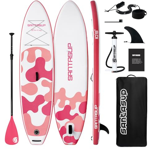 Aufblasbares Paddle Board, Stand Up Paddle Set | Komplettes Aufblasbares Paddle Zubehör, SUP Board Set Für Erwachsene | Stand Up Paddling Board Set Aufblasbar 320cm 15cm Dick | 150kg (Coral PINK)