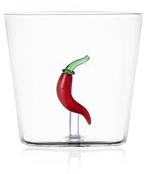 Ichendorf Milano Tumbler Peperoncino, Collezione Vegetables, 35 cl, Vetro Borosilicato, Fatto a Mano