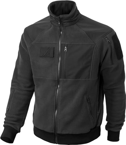 ACE Schakal Fleece-Jacke Slim Fit - Outdoor-Jacke zum Radfahren, Wandern und Trekking - sportlich & wärmend - Schwarz - L