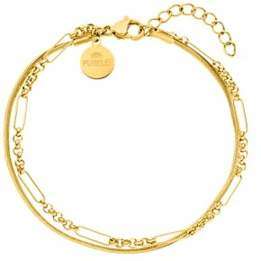 Purelei® Sleeky Unison Armband, Zweireihiges Armband für Frauen aus Edelstahl, Wasserfestes zeitloses Armband, Lange verstellbar 16-19 cm