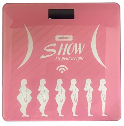 Bilancia Smart Pesapersone Bluetooth Digitale Elettronica Vetro Applicazione Max 180 KG Rosa Rosa
