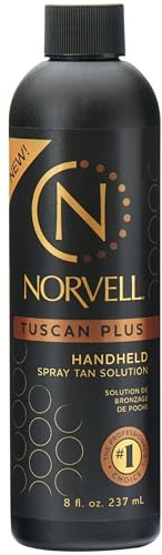 Norvell Tuscan Plus Spray Tan Solution 8 fl oz – Professional Sunless Tanning Formula with Caramel Brown & Rose Colors, Instant Natural Color, Long Lasting, Streak Free Results