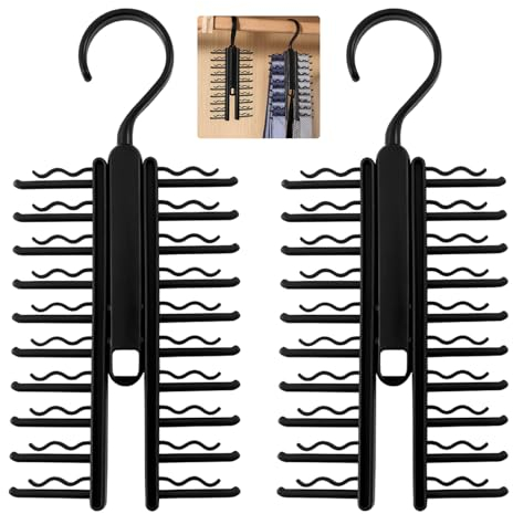 2 Stück Krawatten Halterung Krawattenhalter X Verstellbarer Kleiderbügel Aufhänger Kleiderschrank Organizer Krawattenbügel 360° Drehbar mit Rutschfestem Clip für Krawatten Gürtel Seidenschals