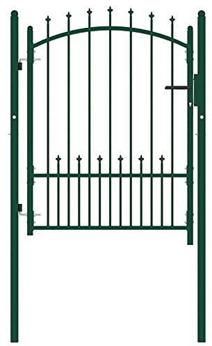 Cancello per Recinzione con Punte in Acciaio 100x125 cm Verde-HOME