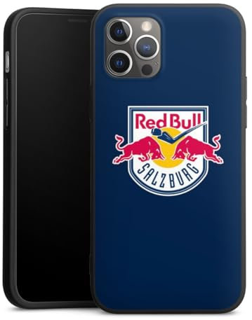 Premium Silikon Hülle kompatibel mit Apple iPhone 12 Pro Handyhülle schwarz Case EC Red Bull Salzburg Offizielles Lizenzprodukt Eishockey