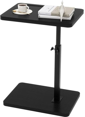 IBUYKE Beistelltisch C Form, 360° Rotierbarer und Höhenverstellbar Sofatisch, Couchtisch für schmale Räume, mit Steckplatz für Telefon und Tablet, für Wohnzimmer, Schlafzimmer, Schwarz TVT003B