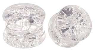 Grewod Ohrringe Tunnel, Glas Weiß Double Flared Damen Flesh Tunnel Ohr Plug Ohr Expander Piercing Schmuck 16MM, 2 Stk