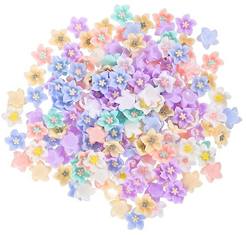 IWOWHERO 200stücke Teiliges Resin Blumen Diy Charms Bunte Kleine Blütenanhänger Handgefertigte Deko Für Haarspangen Handyhüllen Und Bastelprojekte Langlebig Und Farbintensiv