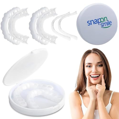 Faccette Denti,2 Coppie Istantanee Sorriso Dentiera Cosmetici Superiore e Inferiore per Uomini e Donne Copertura di Denti Imperfetti