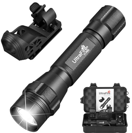 UltraFire Taktische Taschenlampe mit Holster für Dienstgürtel, 1000 Lumen Einzelmodus LED Taschenlampe mit Halter Tasche, Polizei Taschenlampen für Strafverfolgung, T1 PRO